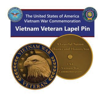 PALM BEACH COUNTY — Constitutional Tax Collector Anne M. Gannon offers commemorative lapel pins to Palm Beach County’s Vietnam veterans as a special recognition of the 50th anniversary of the Vietnam War now through Nov. 11.